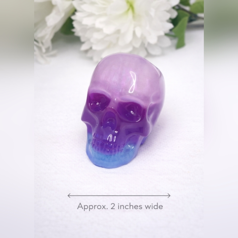 Handmade Resin Purple and Blue Skull decor